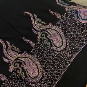 Elegant Black Paisley Embroidered Shawl